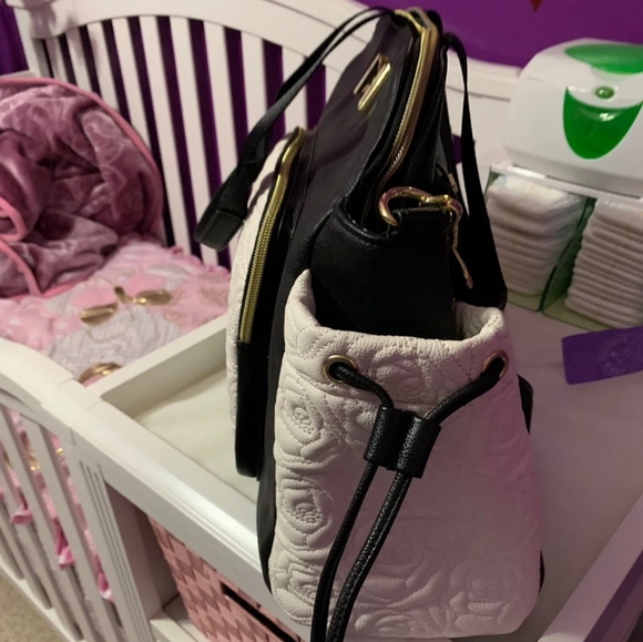 Keeping for now ✌️  Betsey Johnson • Black White Rose Embossed Diaper Bag - Picture 6 of 7